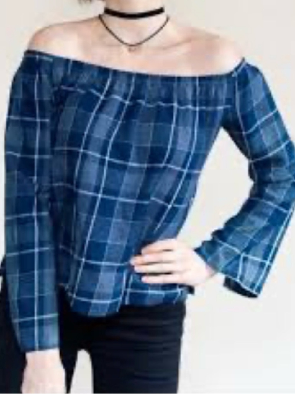Panhandle Woman’s Off The Shoulder Top Size Medium Cotton 3/4 Bell Sleeve